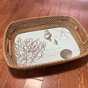 Coastal rattan decorative tray